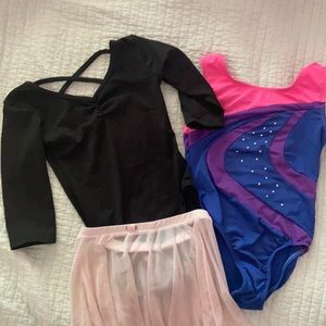 2 leotards and skirt